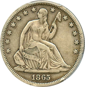 image for: 1865-S 50c PCGS VF35