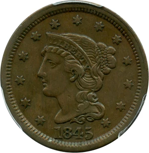 image for: 1845 1c PCGS XF45 BN