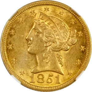 image for: 1851 $5 NGC MS61