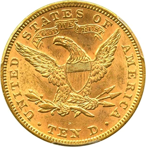 image for: 1890 $10 PCGS MS62