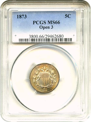 image for: 1873 5c PCGS MS66 (Open 3) - DLRC Discount!
