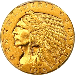 image for: 1916-S $5 PCGS MS62