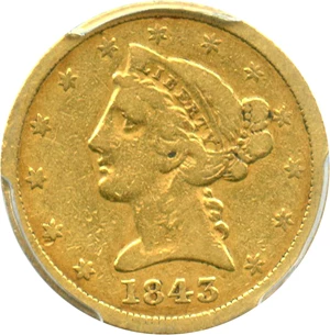 image for: 1843-O $5 PCGS F12