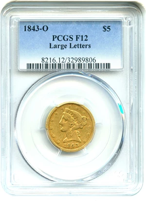 image for: 1843-O $5 PCGS F12