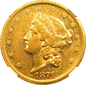image for: 1871-S $20 NGC AU55