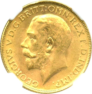 image for: India-British: 1918I Gold Sovereign NGC MS63 (KM-525A) .2355oz Gold