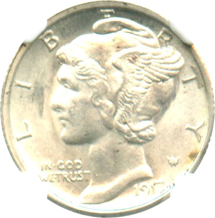 image for: 1917-S 10c NGC MS64