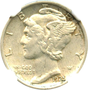 image for: 1925-D 10c NGC AU55