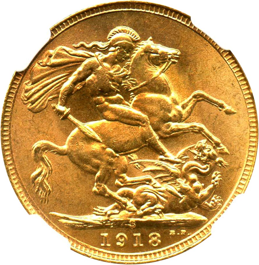 image for: Australia: 1918-S Gold Sovereign NGC MS64 (KM-29) .2355oz Gold