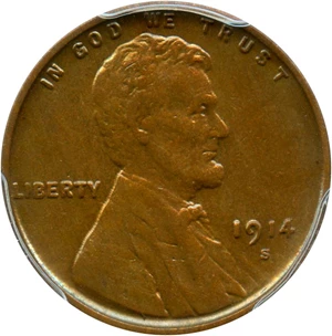 image for: 1914-S 1c PCGS AU55