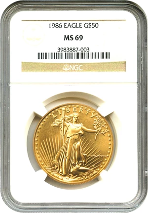 image for: 1986 Gold Eagle $50 NGC MS69