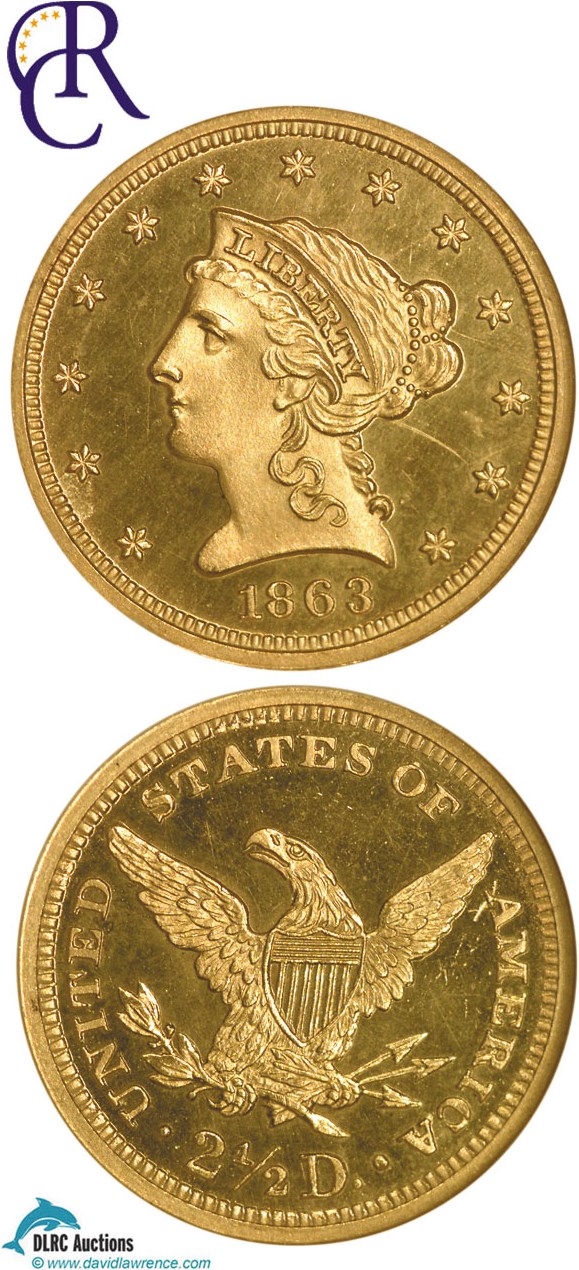 image for: 1863 $2 1/2  NGC Proof 64  Ultra Cameo