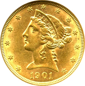 image for: 1901 $5 ANACS AU58 - No Reserve!