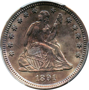 image for: 1891-S 25c PCGS MS62