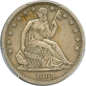 image for: 1865-S 50c PCGS/CAC VF35