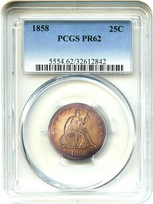 image for: 1858 25c PCGS Proof 62