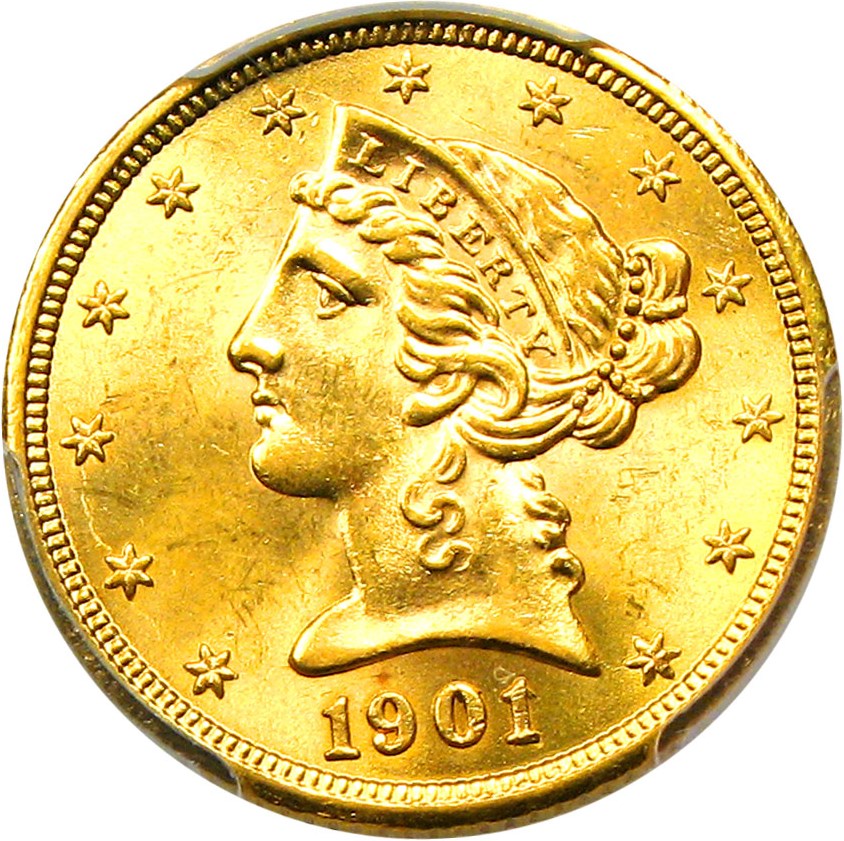 image for: 1901/0-S $5 PCGS MS64