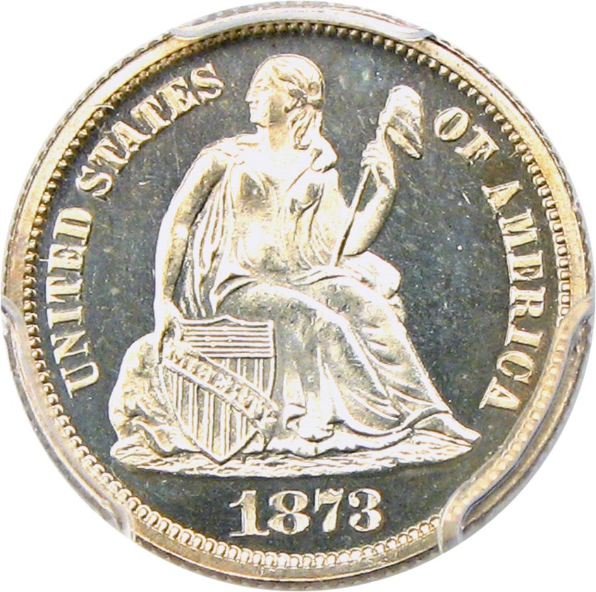 image for: 1873 10c PCGS Proof 65 CAM (No Arrows, Closed 3)