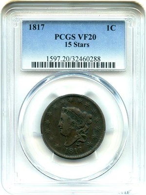 image for: 1817 1c PCGS VF20 BN (15 Stars)