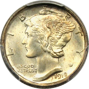 image for: 1918-D 10c PCGS MS67