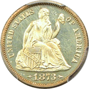 image for: 1873 10c PCGS Proof 65 CAM (Arrows)