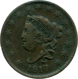 image for: 1817 1c PCGS VF20 BN (15 Stars)