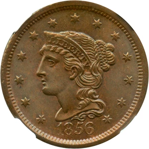 image for: 1856 1c NGC/CAC MS66 BN (Slanted 5)