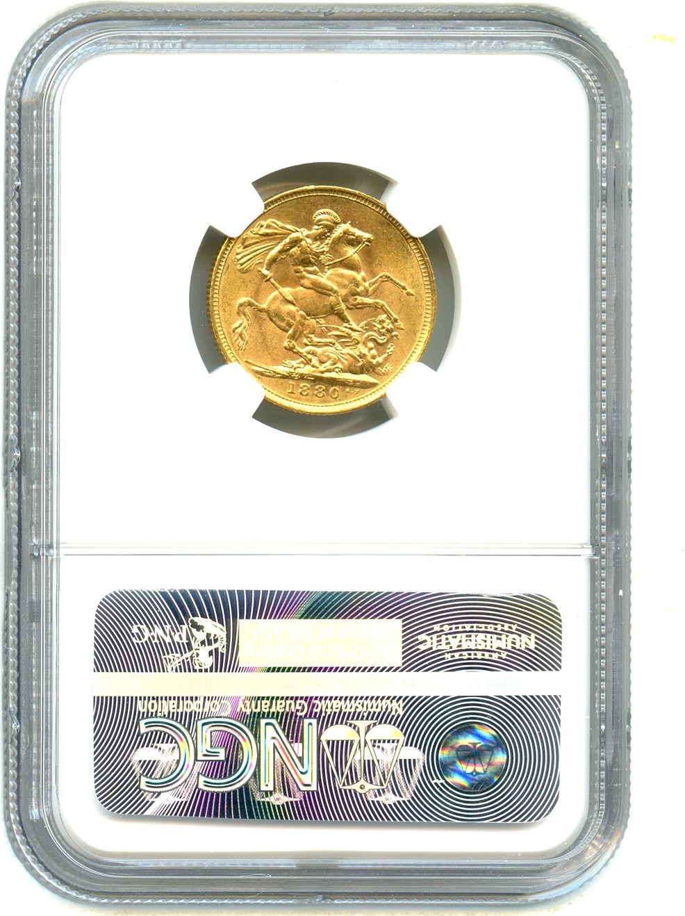 image for: Australia: 1880-M St.George Gold Sovereign NGC MS61 (KM-7) .2354oz Gold