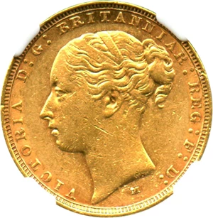 image for: Australia: 1883-M St.George Gold Sovereign NGC AU55 (KM-7) .2354oz Gold