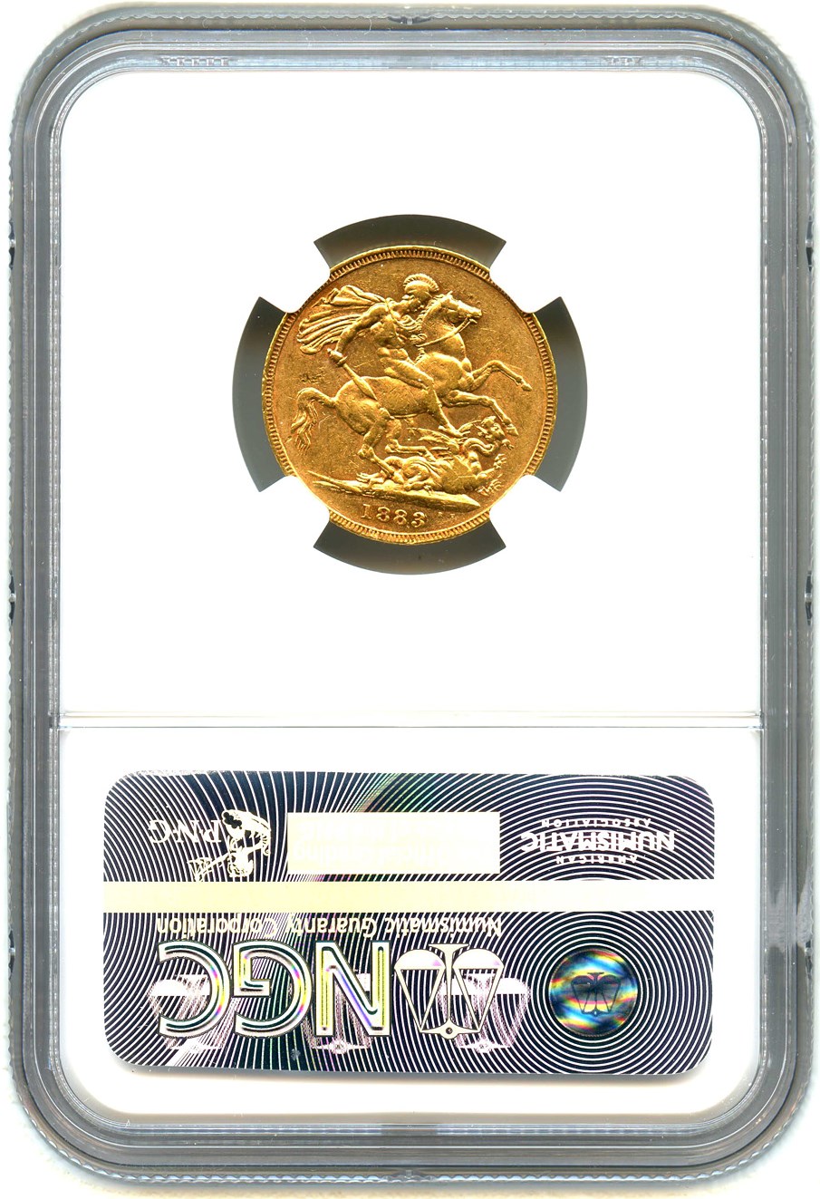 image for: Australia: 1883-M St.George Gold Sovereign NGC AU55 (KM-7) .2354oz Gold