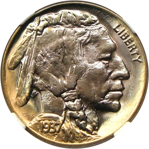 image for: 1937-D 3 Legged 5c NGC MS67