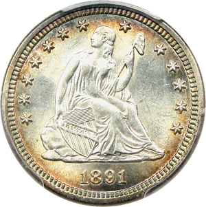 image for: 1891-S 25c PCGS/CAC MS64