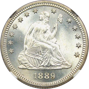 image for: 1889 25c NGC/CAC MS67