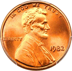 image for: 1982 1c PCGS MS68 RD (Zinc, Large Date)