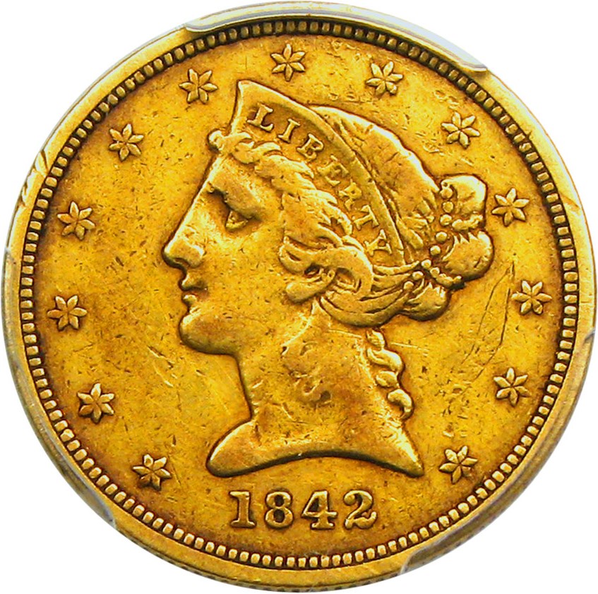 image for: 1842-O $5 PCGS/CAC VF30