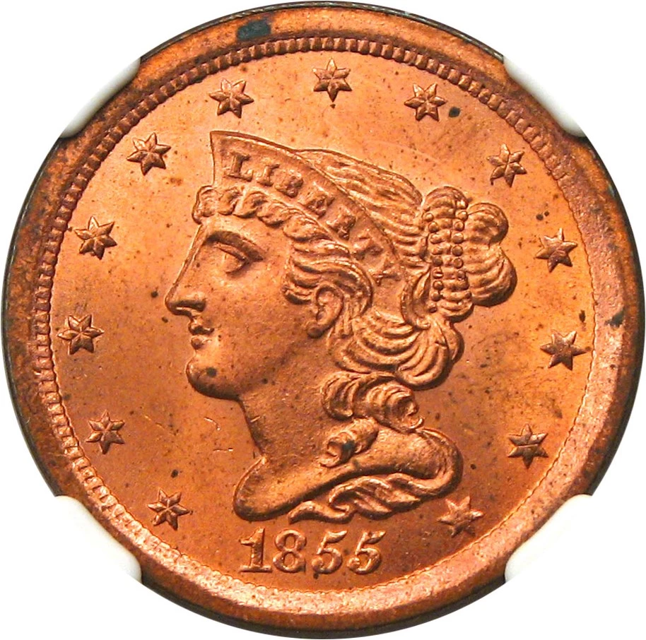 Braided Hair Half Cent 1/2c 1849-1857 MS RB
