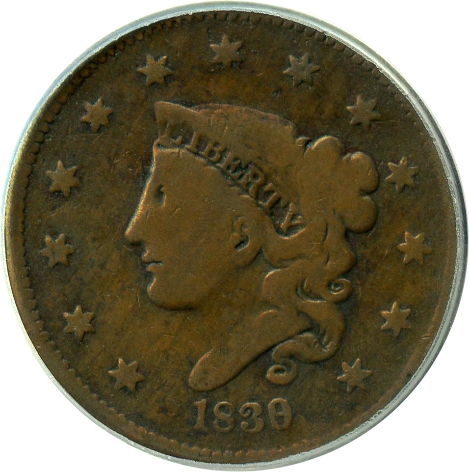 image for: 1839/6 1c PCGS VG-10 BN