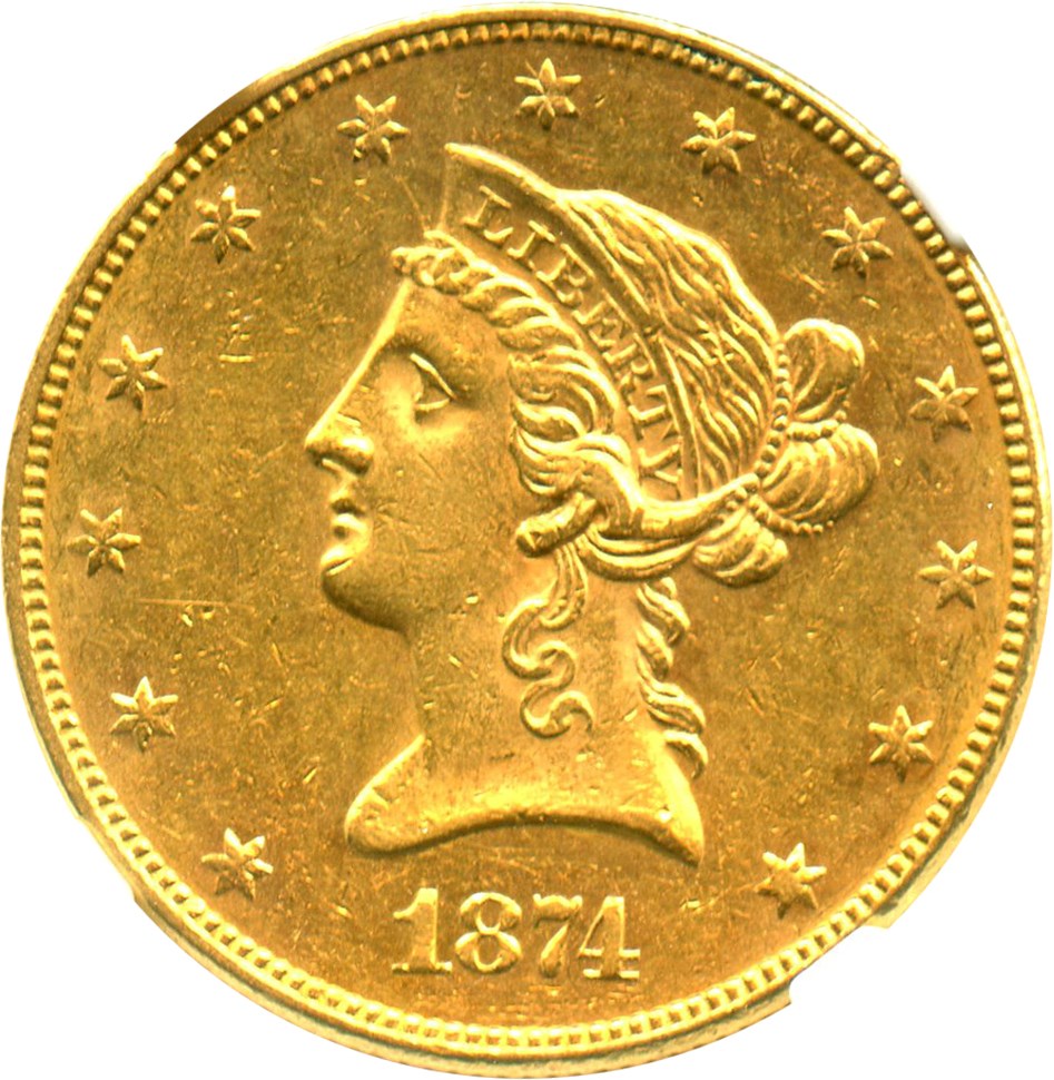 image for: 1874 $10 NGC MS61
