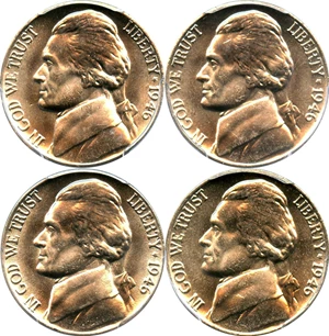 image for: Investor Lot of 1946 5c: All PCGS MS65 (4 Coins)