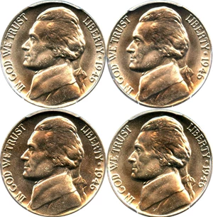 image for: Investor Lot of 1946 5c: All PCGS MS65 (4 Coins)