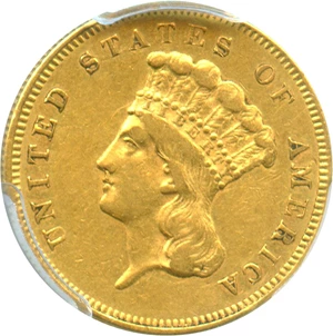 image for: 1857 $3 PCGS XF45