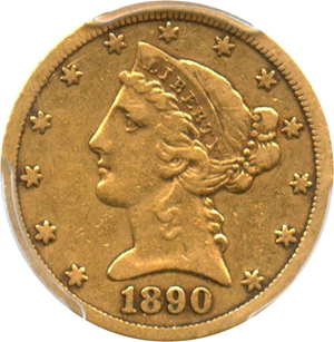 image for: 1890-CC $5 PCGS/CAC VF25
