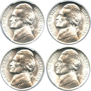 image for: Investor Lot of 1945-P 5c: All PCGS MS65 (4 Coins)