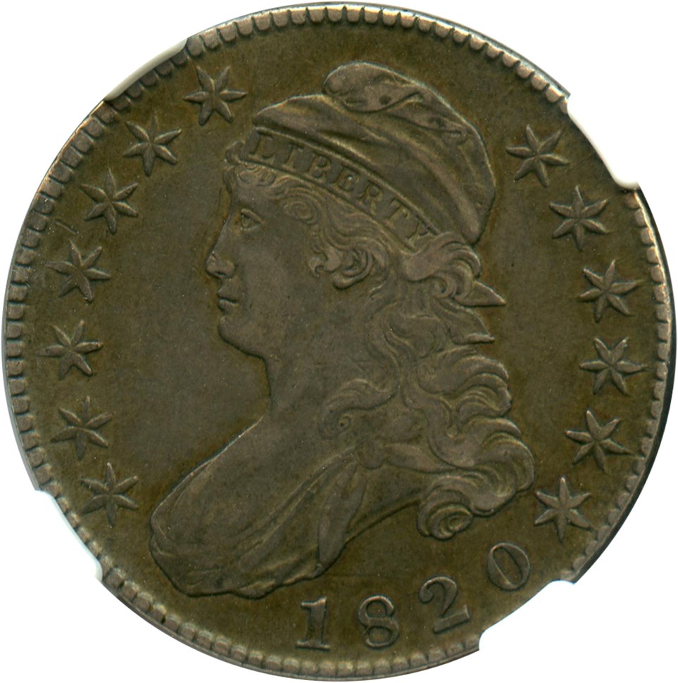 image for: 1820 50c NGC AU50 (SQ Knob 2, Large Date, O-105A,)