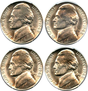 image for: Investor Lot of 1948-S 5c: All PCGS MS65 (4 Coins)