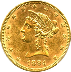 image for: 1894 $10 PCGS Genuine UNC Details (Scratch) - No Reserve!