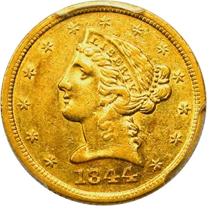 image for: 1844-D $5 PCGS Secure AU53