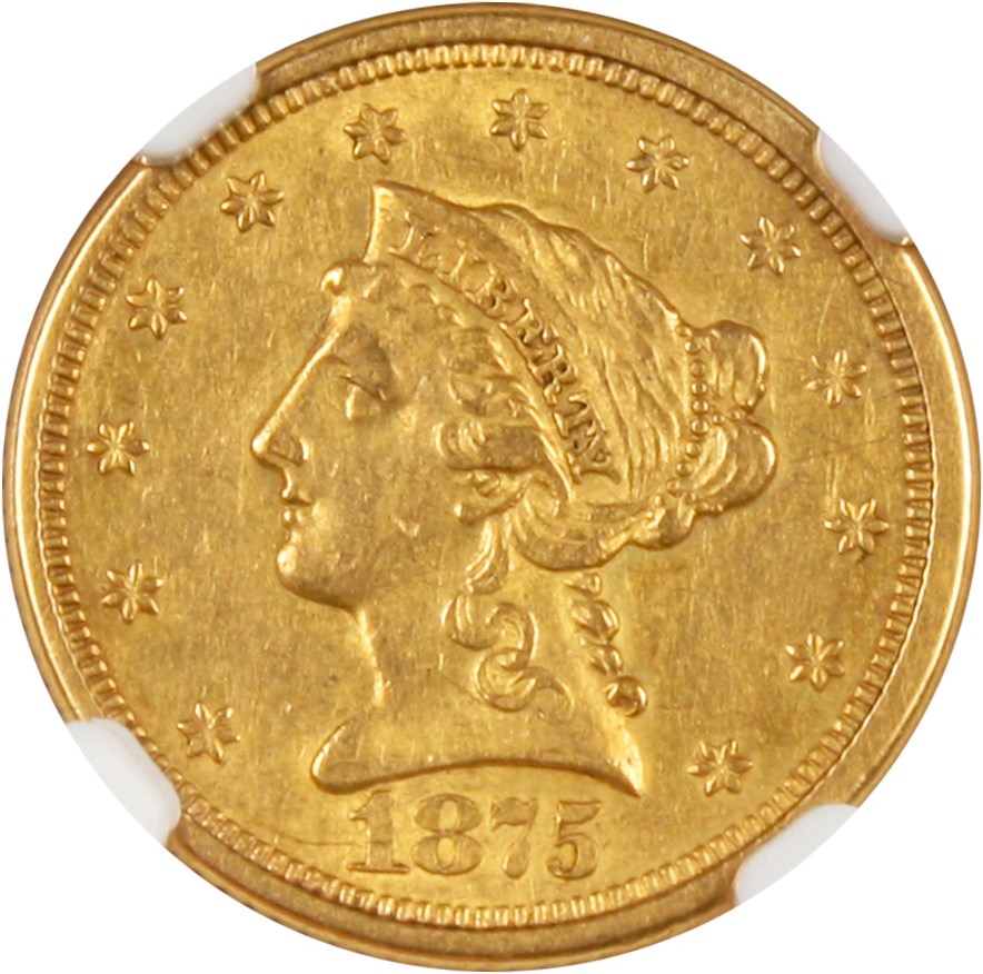 image for: 1875-S $2 1/2 NGC AU55