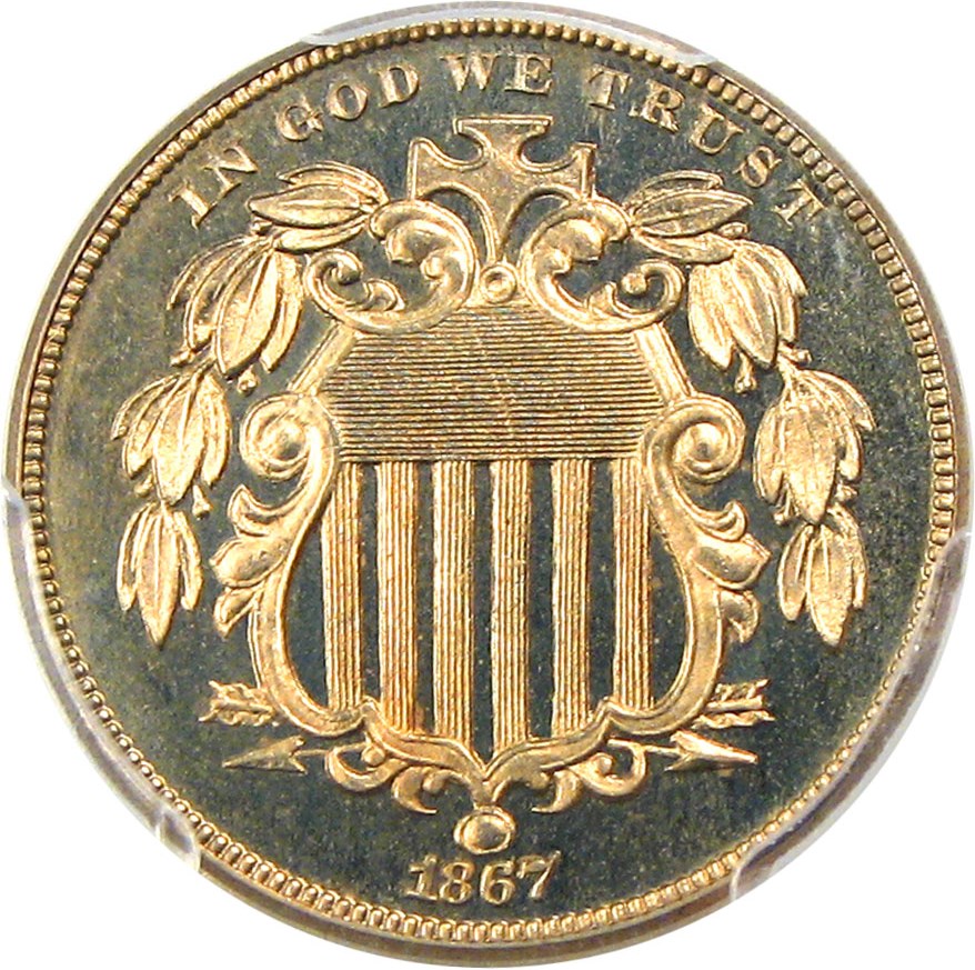 image for: 1867 5c PCGS/CAC Proof 66 CAM (No Rays) - No Reserve!