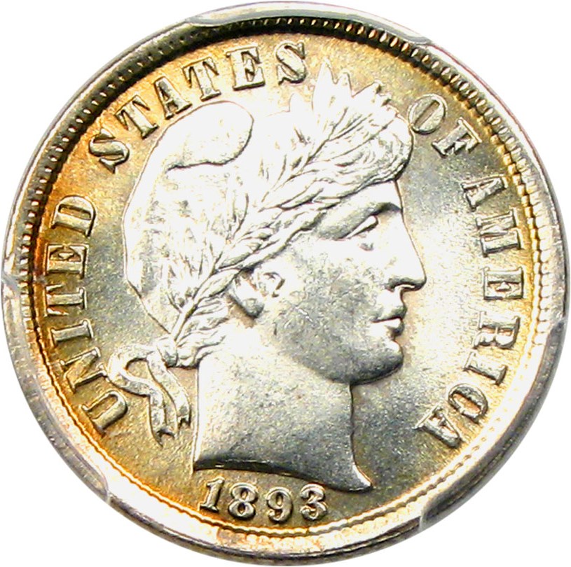 image for: 1893/2 10c PCGS MS64